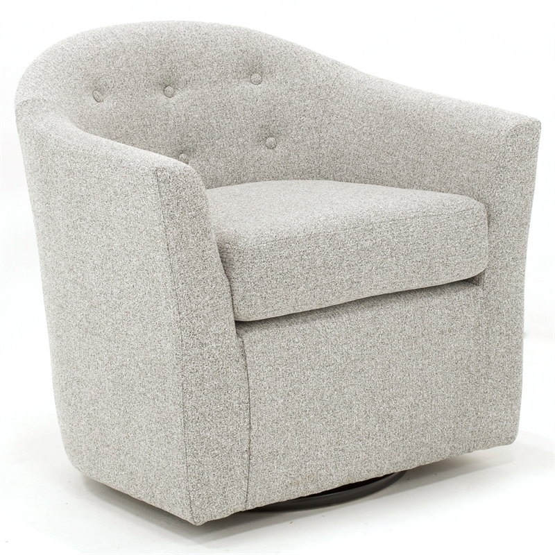 Pemberly Row Set of 2 Traditional Fabric Tufted Swivel Chair in Heather Gray