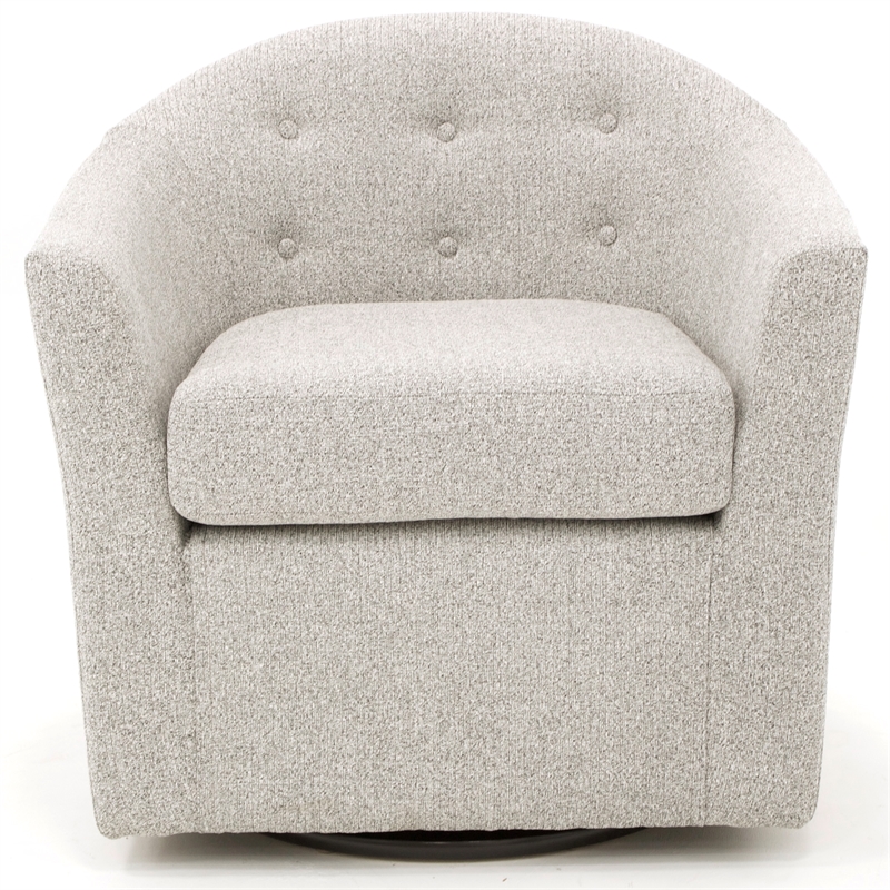 Pemberly Row Set of 2 Traditional Fabric Tufted Swivel Chair in Heather Gray