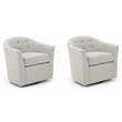 Pemberly Row Set of 2 Traditional Fabric Tufted Swivel Chair in Heather Gray