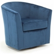 Pemberly Row Set of 2 Traditional Fabric Swivel Club Chair in Blue