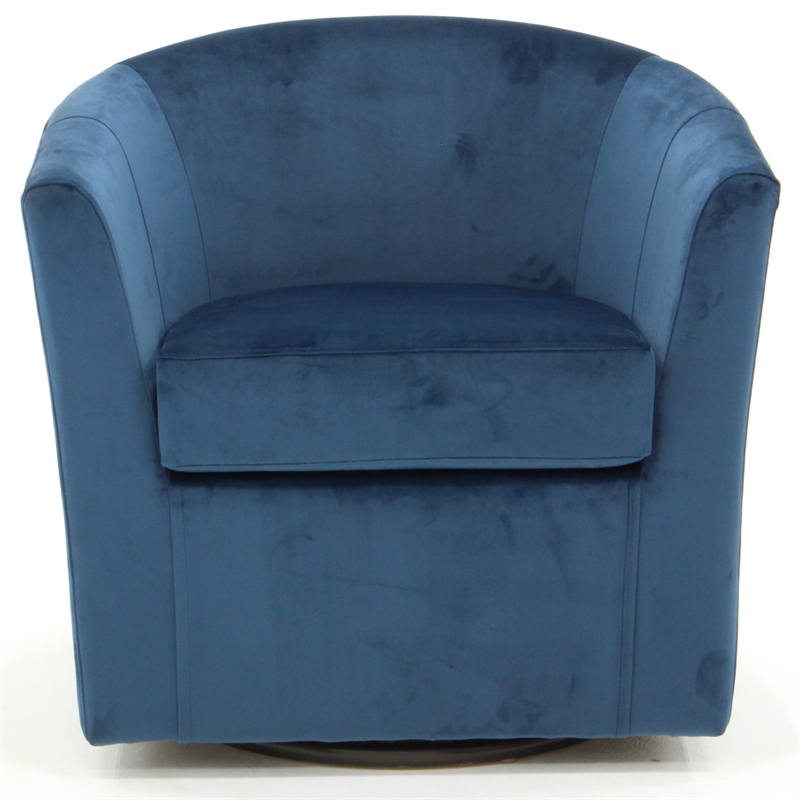 Pemberly Row Set of 2 Traditional Fabric Swivel Club Chair in Blue