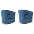 Pemberly Row Set of 2 Traditional Fabric Swivel Club Chair in Blue