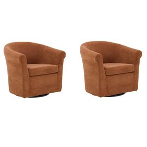 Pemberly Row Set of 2 Traditional Polyester Fabric Club Chair in Orange