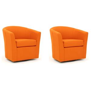 Pemberly Row Set of 2 19&quotH Fabric Swivel Club Chair in Saffron Yellow