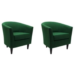 Pemberly Row Set of 2 17.5&quot Traditional Fabric Club Chair in Emerald Green