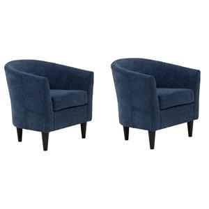Pemberly Row Set of 2 17.5&quot Traditional Polyester Fabric Club Chair in Blue
