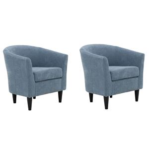 Pemberly Row Set of 2 17.5&quot Polyester Fabric Club Chair in Light Blue