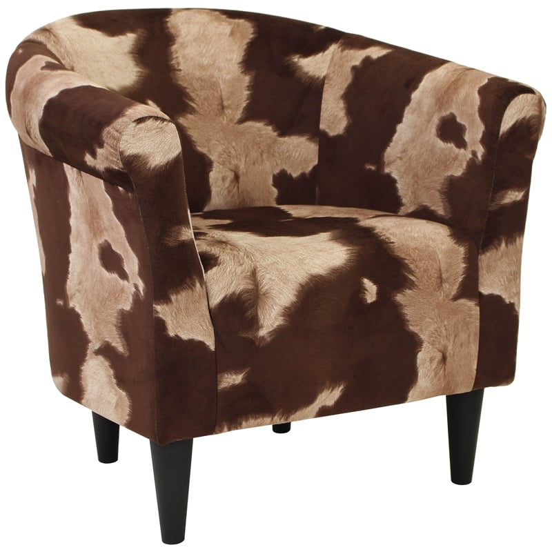 Pemberly Row Set of 2 Traditional Fabric Club Chair in Brown