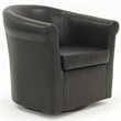 Pemberly Row Set of 2 Traditional Faux Leather Swivel Club Chair in Black