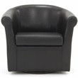 Pemberly Row Set of 2 Traditional Faux Leather Swivel Club Chair in Black