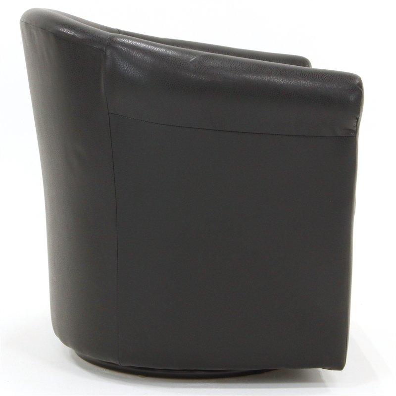 Pemberly Row Set of 2 Traditional Faux Leather Swivel Club Chair in Black