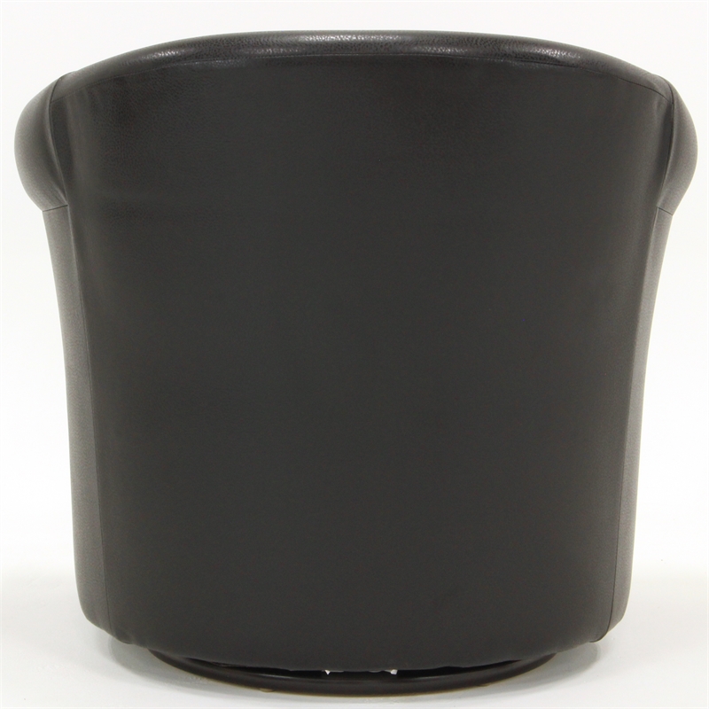 Pemberly Row Set of 2 Traditional Faux Leather Swivel Club Chair in Black