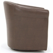 Pemberly Row Set of 2 Traditional Faux Leather Swivel Club Chair in Brown