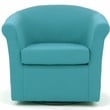 Pemberly Row Set of 2 Polyester Fabric Swivel Club Chair in Carribean Blue
