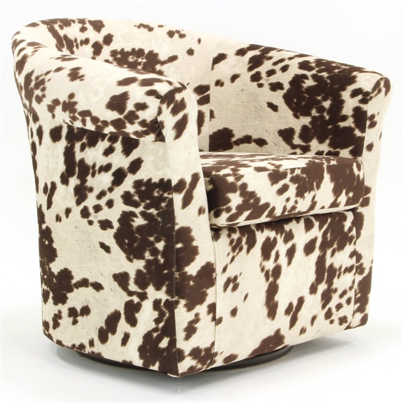 Pemberly Row Set of 2 Traditional Fabric Swivel Club Chair in Milky Brown
