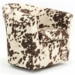 Pemberly Row Set of 2 Traditional Fabric Swivel Club Chair in Milky Brown