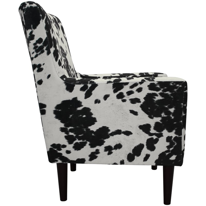 Pemberly Row Set of 2 Traditional Fabric Arm Chair in Cowhide Black