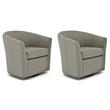 Pemberly Row Set of 2 Traditional Fabric Swivel Club Chair in Gray