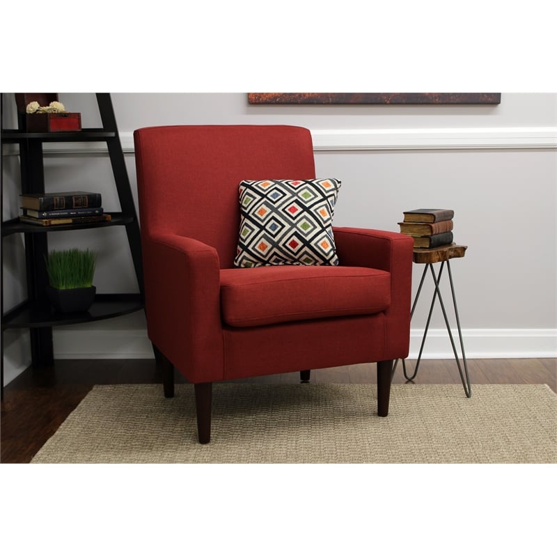 Pemberly Row Set of 2 Traditional Fabric Arm Chair in Picante Red
