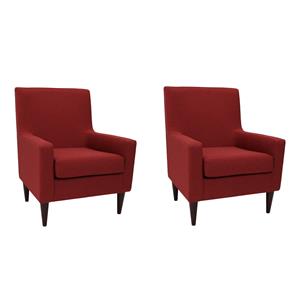 Pemberly Row Set of 2 Traditional Fabric Arm Chair in Picante Red