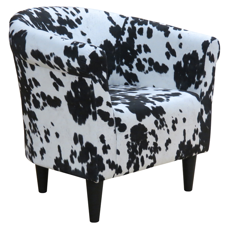 Pemberly Row Set of 2 Traditional Fabric & EPS Club Chair in Black/White