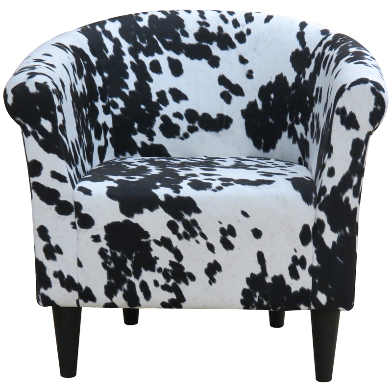 Pemberly Row Set of 2 Traditional Fabric & EPS Club Chair in Black/White