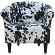 Pemberly Row Set of 2 Traditional Fabric & EPS Club Chair in Black/White