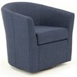 Pemberly Row Set of 2 Traditional Fabric Swivel Club Chair in Navy Blue