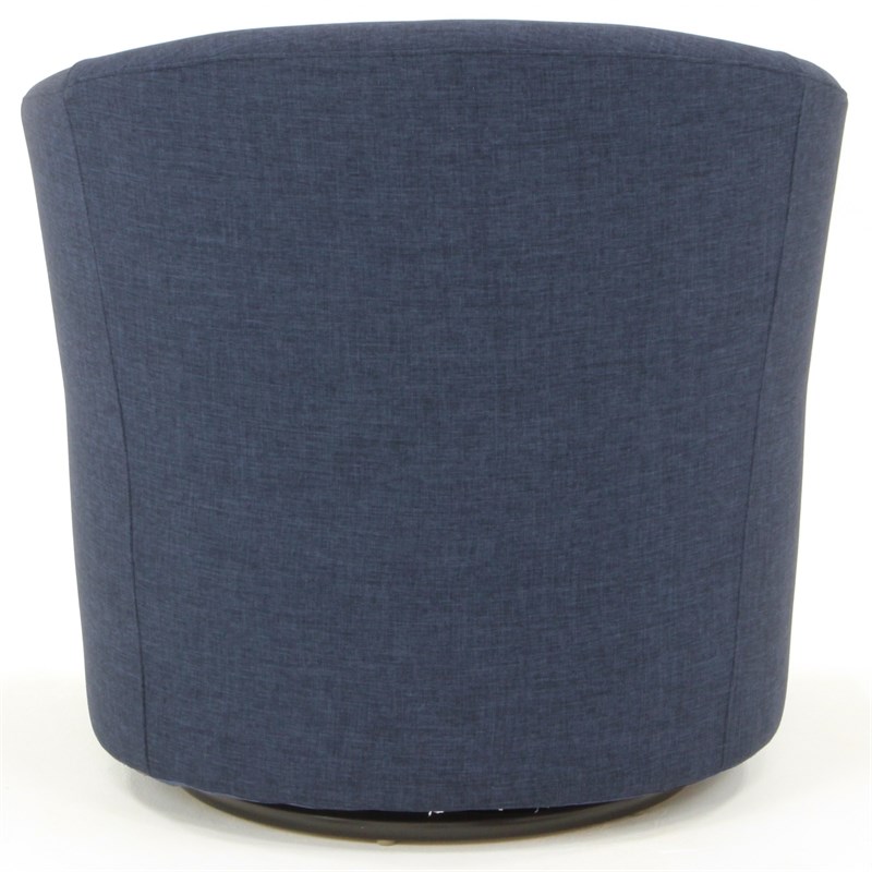 Pemberly Row Set of 2 Traditional Fabric Swivel Club Chair in Navy Blue