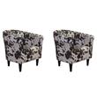Pemberly Row Set of 2 Traditional Fabric & EPS Club Chair in Brown/White