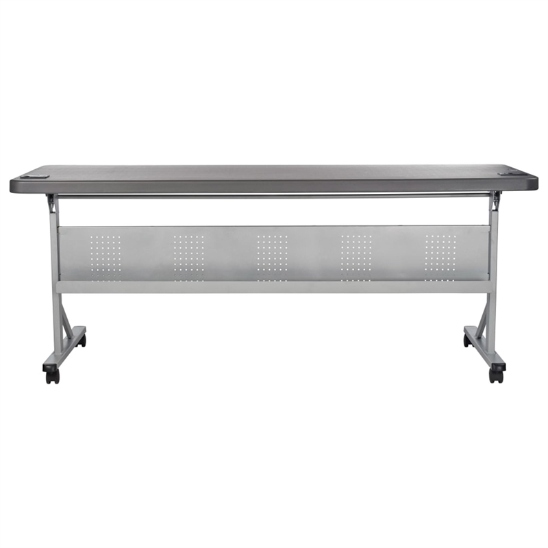 Pemberly Row Modern Plastic Training Table in Charcoal Slate