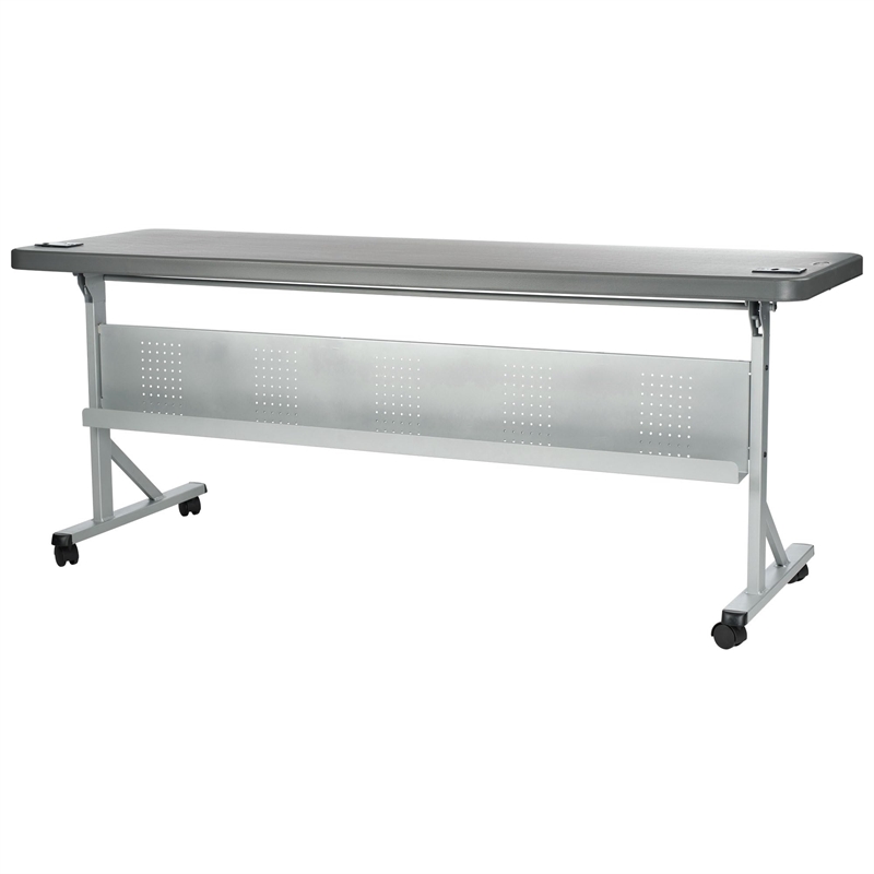 Pemberly Row Modern Plastic Training Table in Charcoal Slate