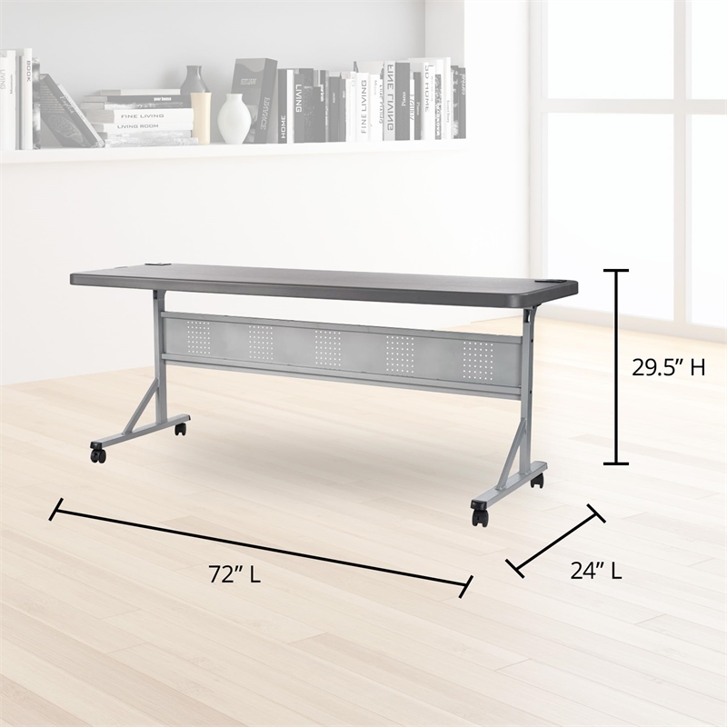 Pemberly Row Modern Plastic Training Table in Charcoal Slate