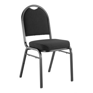 Pemberly Row 35&quot Modern Metal and Fabric Stack Chair in Ebony Black