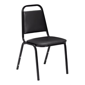 Pemberly Row 32&quot Modern Vinyl Upholstered Stack Chair in Panther Black