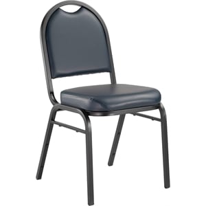 Pemberly Row 35&quot Metal and Vinyl Stack Chair in Midnight Blue/Black Sandtex