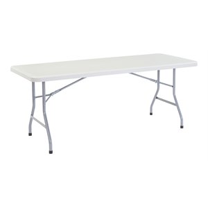 Pemberly Row 30x72&quot Modern Plastic Heavy Duty Folding Table in Speckled Gray