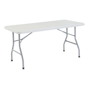 Pemberly Row 30x60&quot Modern Plastic Heavy Duty Folding Table in Speckled Gray