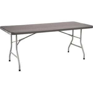 Pemberly Row 30x72&quot Modern Plastic Heavy Duty Folding Table in Charcoal Slate