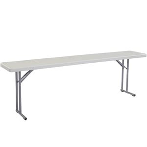 Pemberly Row 18x96&quot Plastic Heavy Duty Seminar Folding Table in Speckled Gray