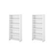 Pemberly Row Set of 2 Contemporary 5-Shelf Bookcases in Pure White