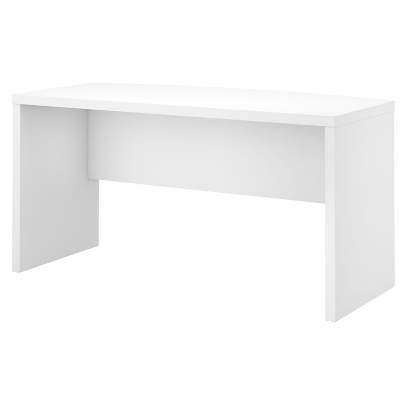 Pemberly Row Set of 2 60W Bow Front Desk & Lateral File Cabinet in Pure White