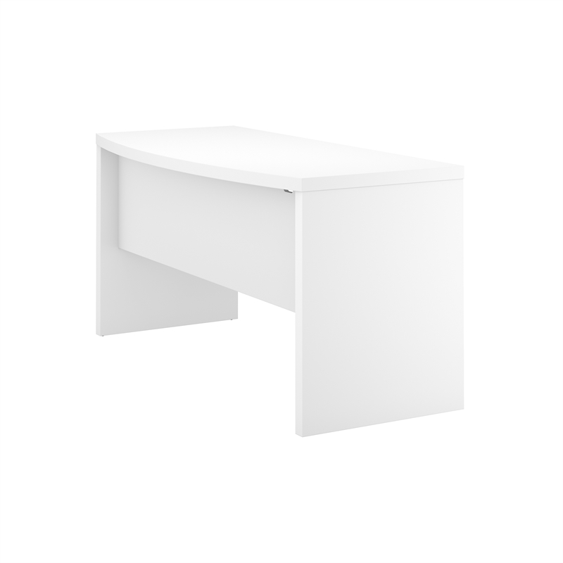 Pemberly Row Set of 2 60W Bow Front Desk & Lateral File Cabinet in Pure White