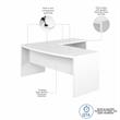Pemberly Row Set of 2 Bow Front L-Shaped Desk & Lateral File Cabinet in White