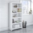 Pemberly Row Set of 2 60W Bow Front Desk & 5-Shelf Bookcase in Pure White