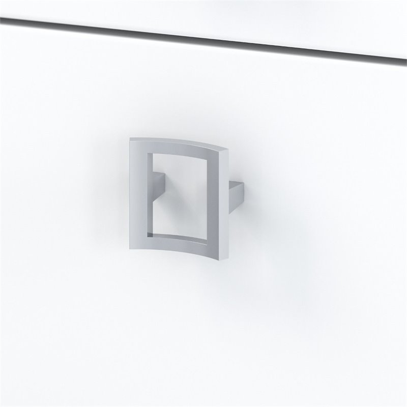 Pemberly Row Set of 2 60W Bow Front Desk & Mobile File Cabinet in Pure White