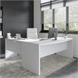 Pemberly Row Set of 2 Bow Front L-Shape Desk & Mobile File Cabinet in Pure White