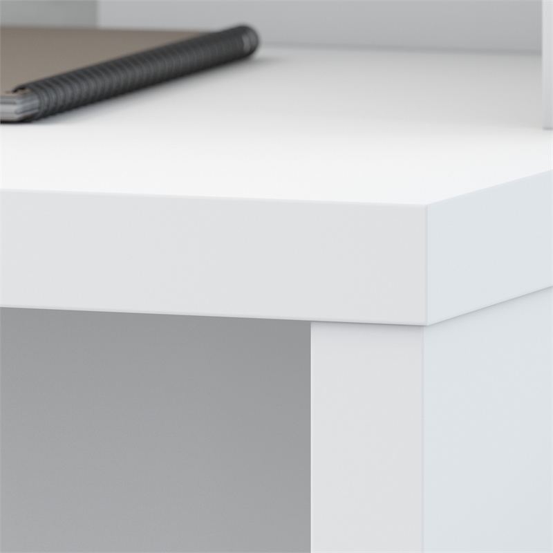 Pemberly Row Set of 2 L-Shape Bow Front Desk & Mobile File Cabinet in Pure White