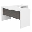 Pemberly Row Set of 2 L-Shaped Bow Front Desk & Mobile File Cabinet - White/Gray