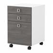 Pemberly Row Set of 2 L-Shaped Bow Front Desk & Mobile File Cabinet - White/Gray